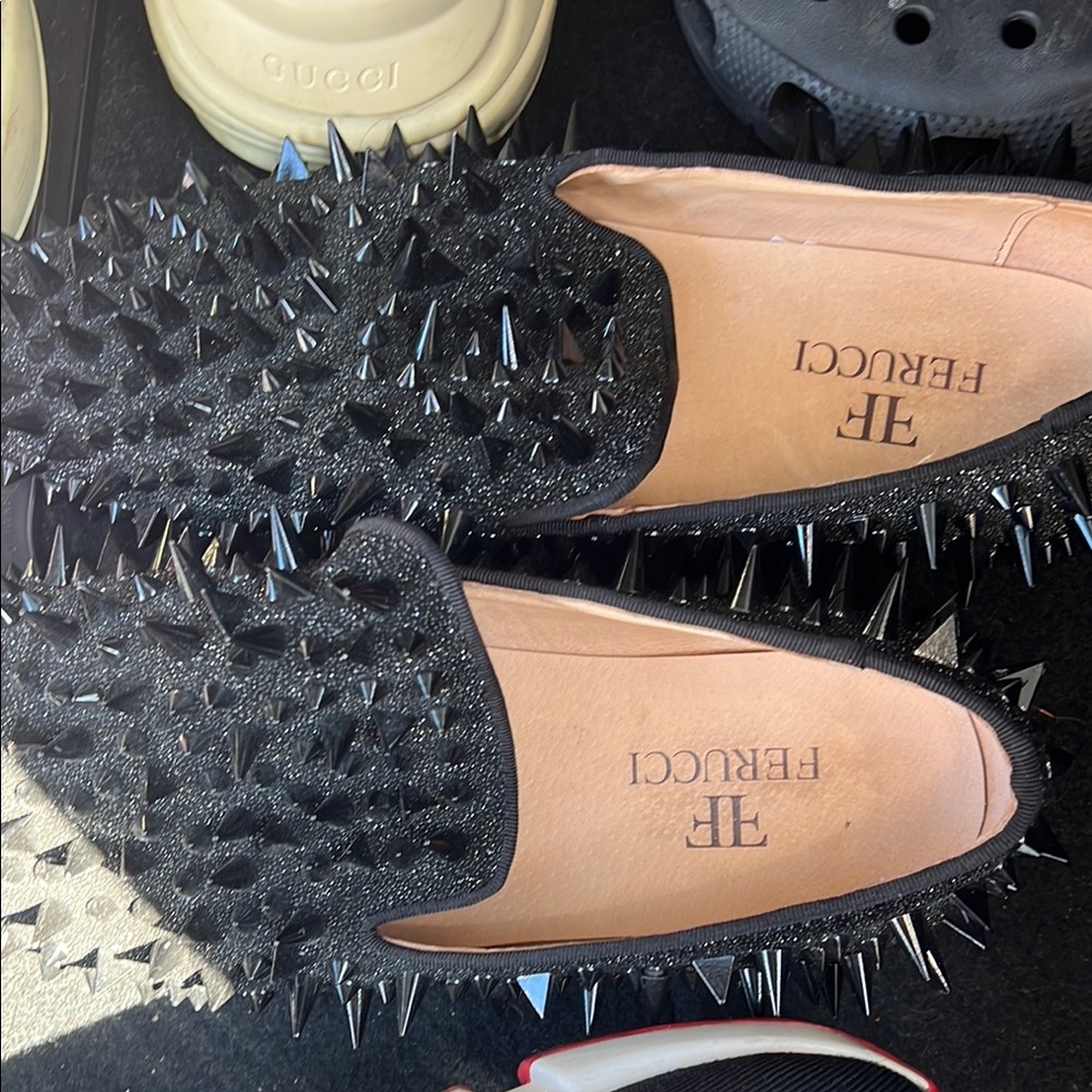 Women's Black Spiked Loafers